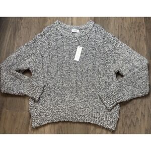 NWT Bluivy Young‎ Contemporary Women's Gray Speckled Knit Sweater M/L